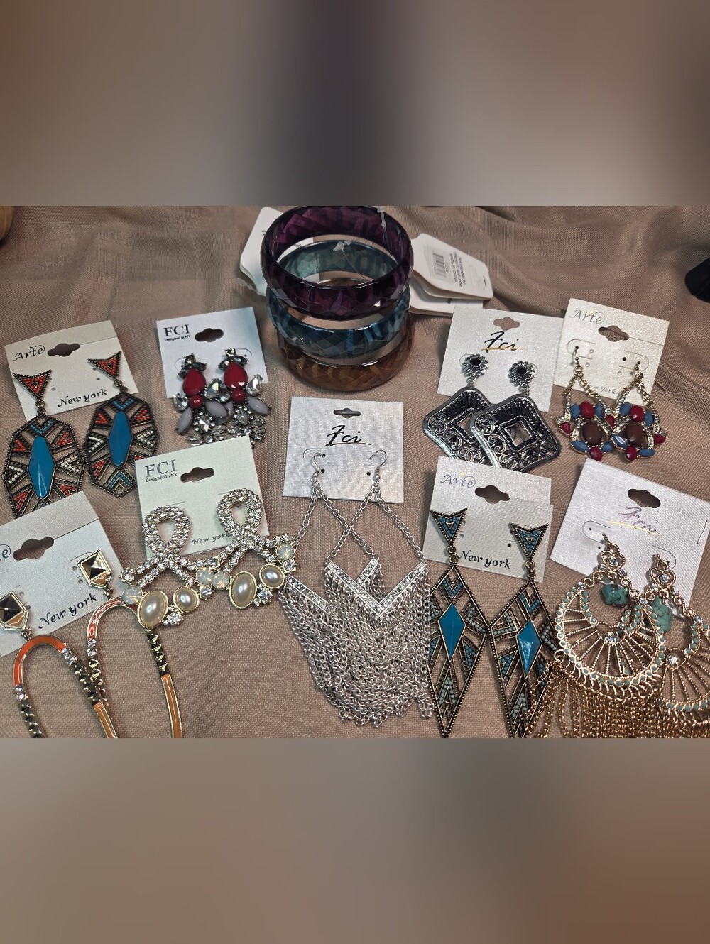 NWT 9 Statement Earrings And 3 Bangles